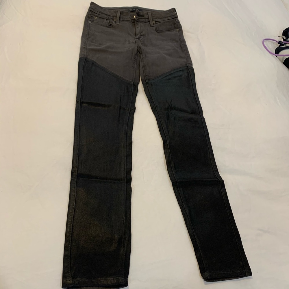 Grey and leather pants
